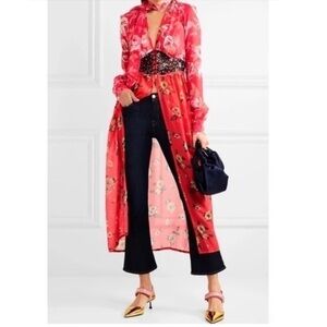 ATTICO Beatriz Red Floral print 100% Silk chiffon Corset Dress